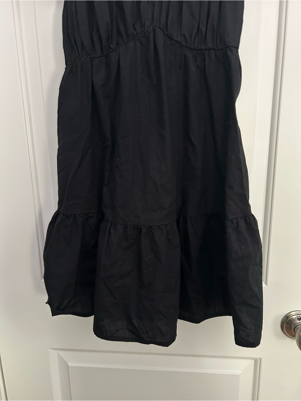Abercrombie Black Flutter Sleeve Tiered Babydoll Mini Dress - Picture 3 of 6